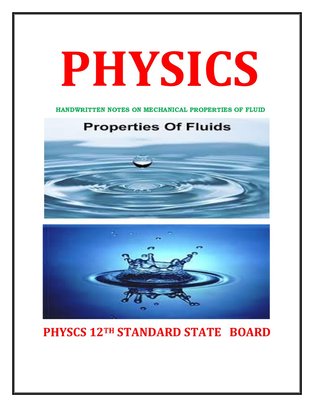 Photo of HANDWRITTEN NOTES ON MECHANICAL PROPERTIES OF FLUIDS